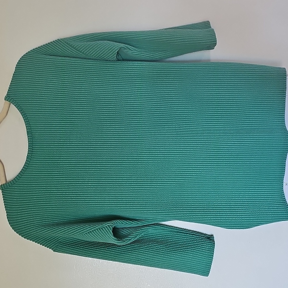 WILDE top In Size Small. Green Ribbed Button-Detail Top. - Picture 5 of 5